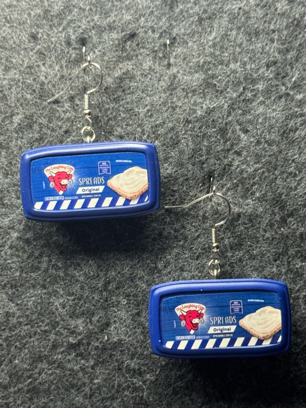The Laughing Cow Spreads Original Blue Tin Earrings